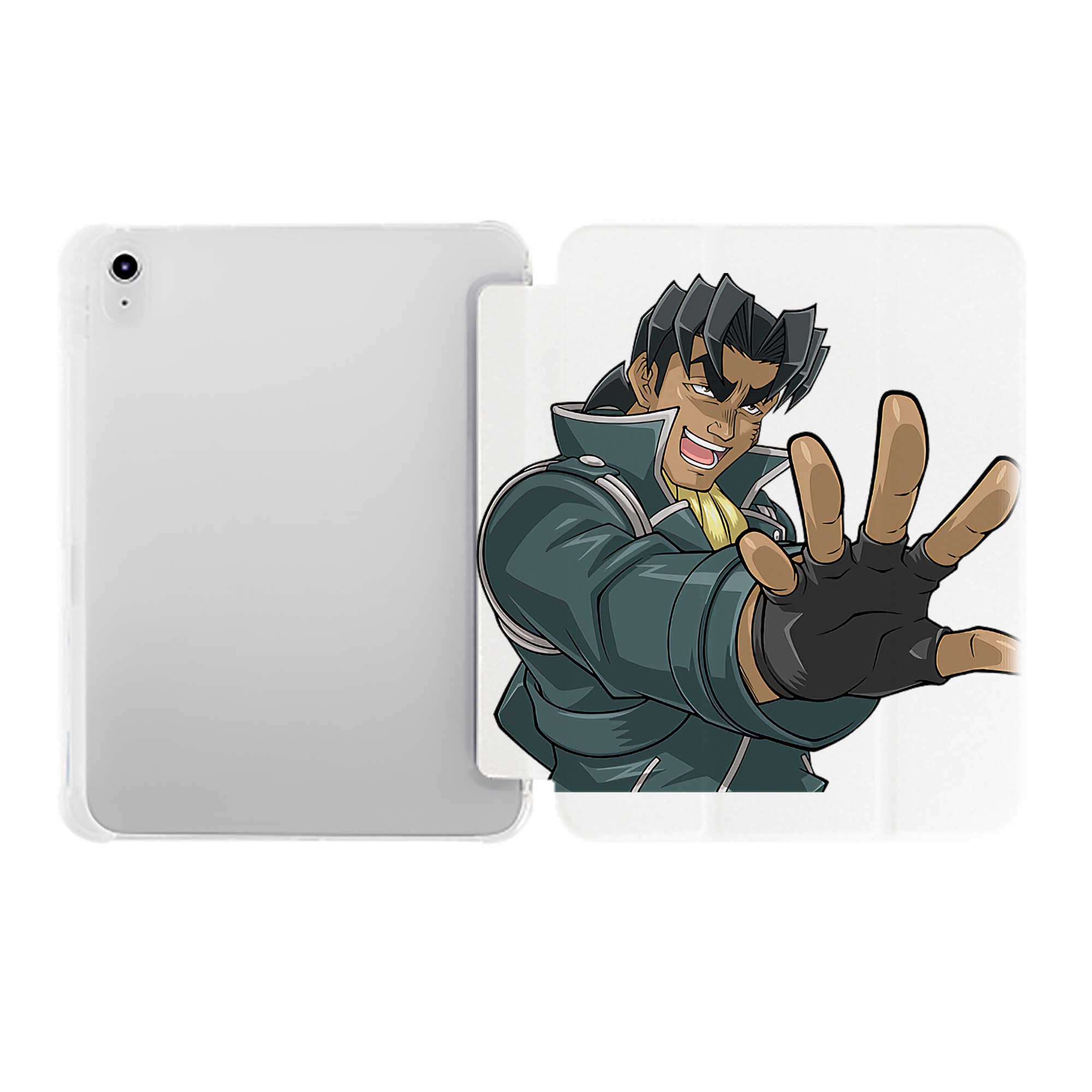 （画像用） 遊☆戯☆王 Yu-Gi-Oh! IPad ケース ペン収納付き 三つ折りスタンド PUレザー×シリコン 対応機種9.5/10.5/10.9インチ